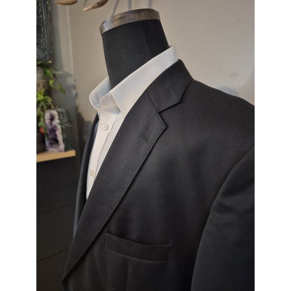 Hugo Boss Mens 48R Two Button Wool Sports Coat Black Solid Regular Fit New